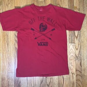 Red Vans Off The Wall T-Shirt Small NY/LA 1966 Skull Logo